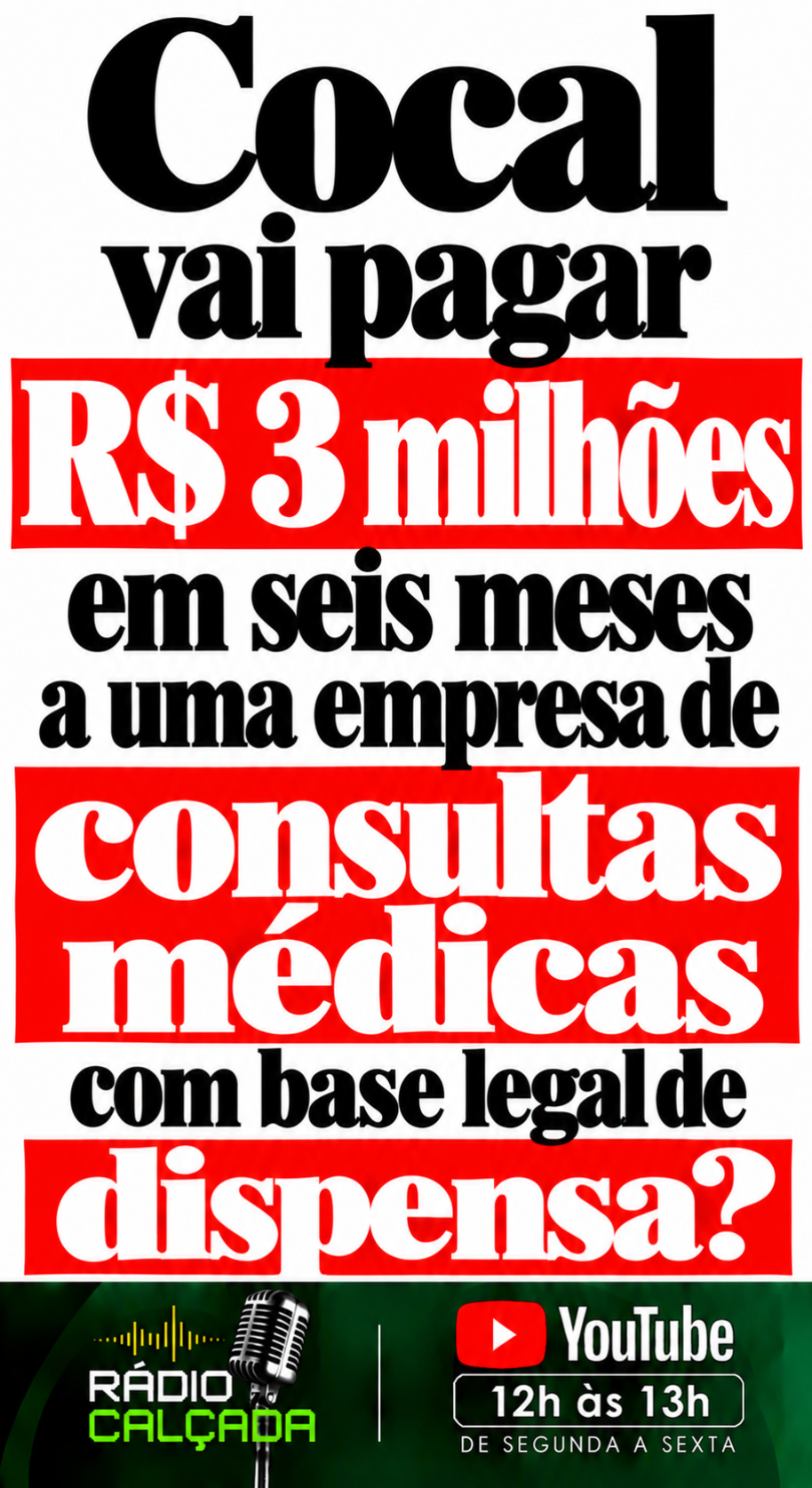 Cocal pagará milhões por consultas médicas Cocal pagará milhões por consultas médicas