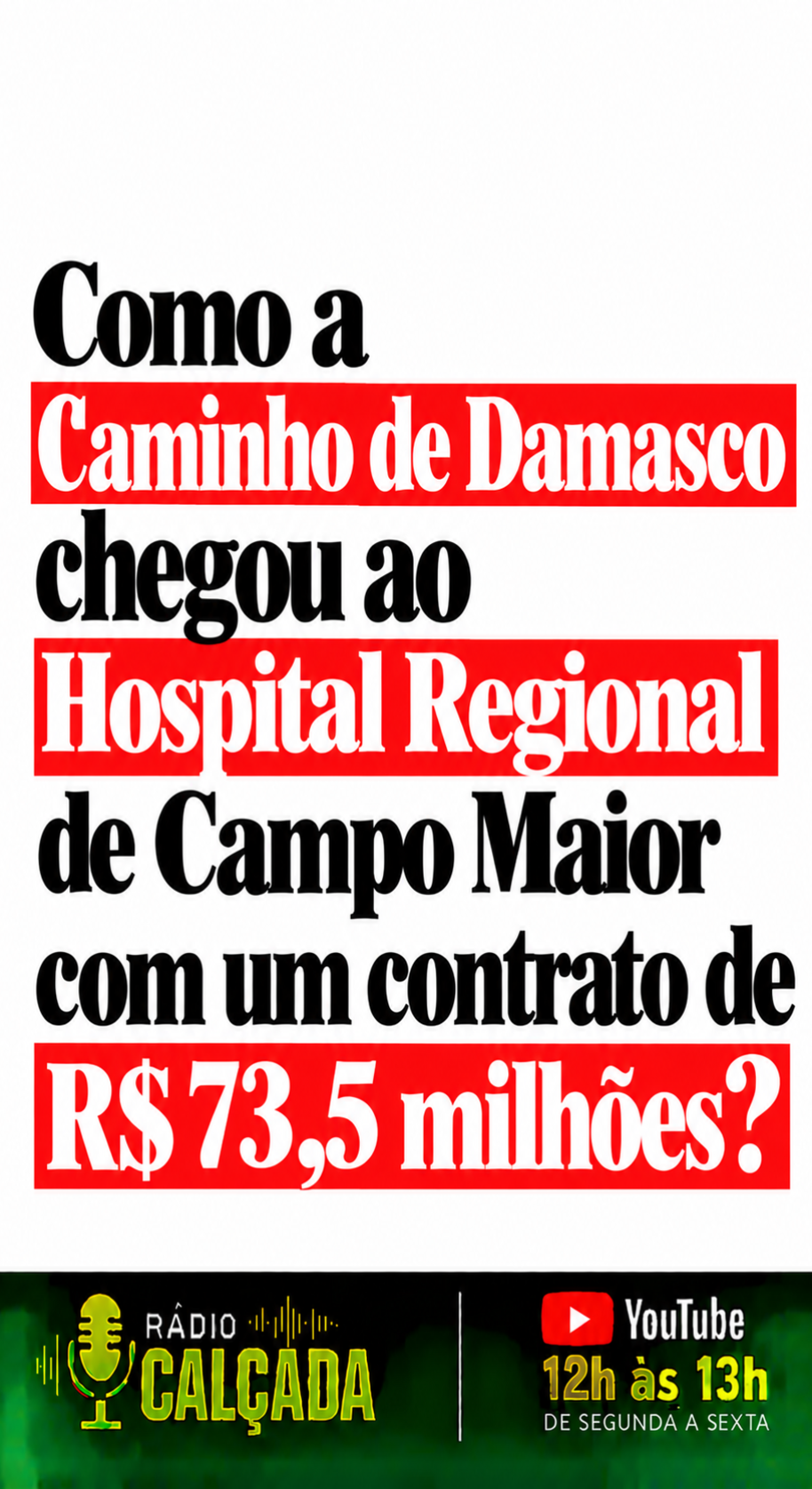 Manchete sobre contrato milionário